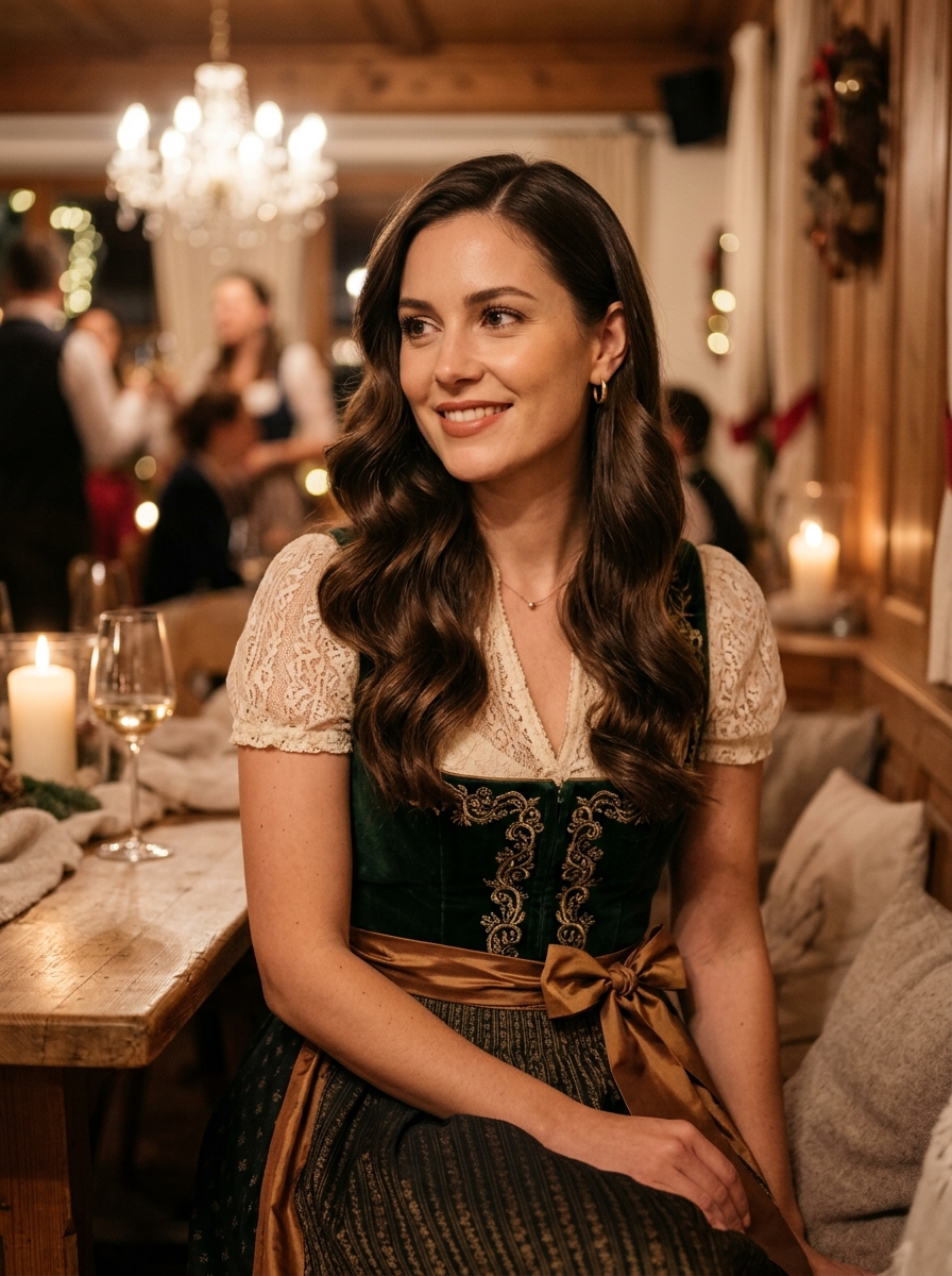 Offene Hollywood Waves zum Dirndl als Dirndlfrisur Inspiration 2026